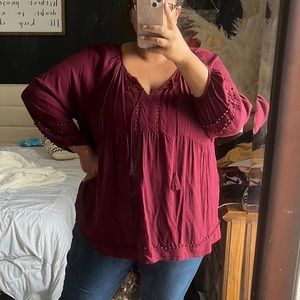 Old Navy Boho burgundy blouse size 3x